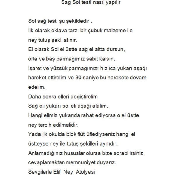 Elif Ney Elif Serisi Kız (Si) - Sol El Üstte +