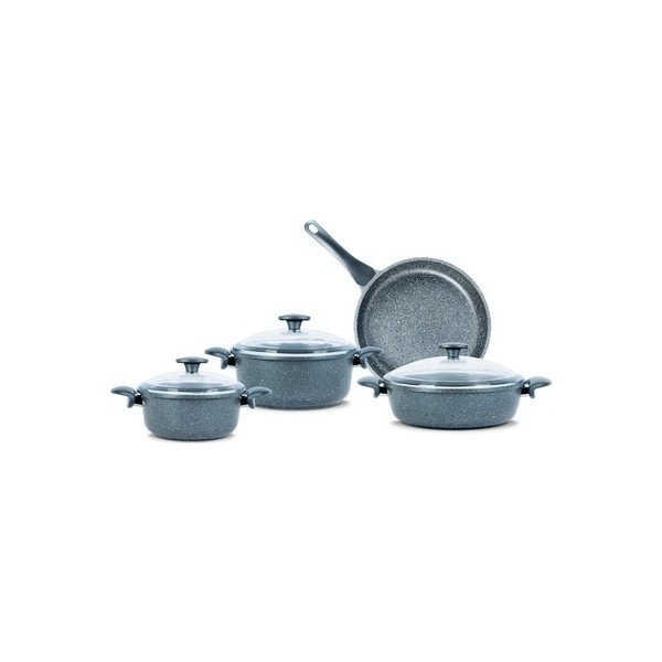 Thermoad Gri Derin Tencere Seti 7 Parça Granit Kaplama 20 Cm 24 Cm 26 Cm