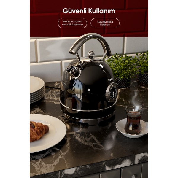 Fressi Isı Göstergeli Retro Kettle Su Isıtıcısı 1,8 Litre Fr-Kt06