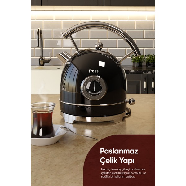 Fressi Isı Göstergeli Retro Kettle Su Isıtıcısı 1,8 Litre Fr-Kt06