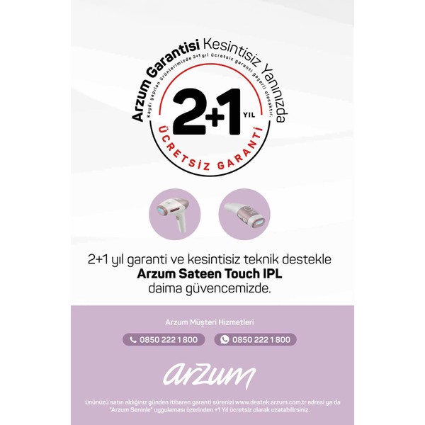 Arzum Ar5178 Sateentouch Ipl Lazer Epilasyon, 999.999 Atım,Evde Tüy Alma,Soğutmalı, 5 Kademe, Cilt
