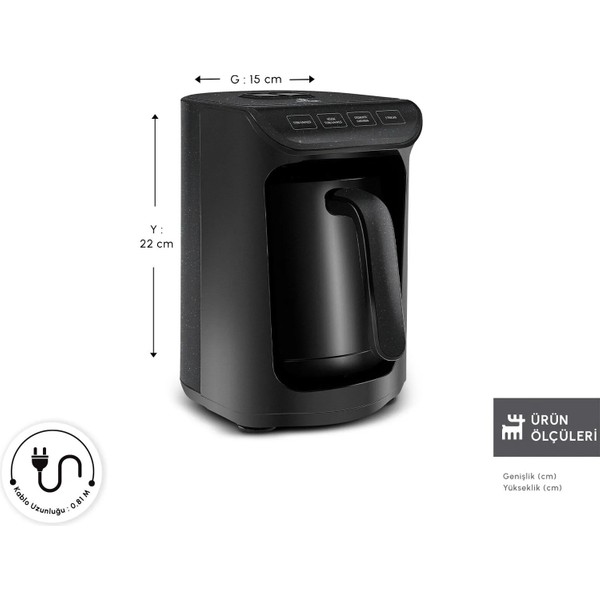 Emsan Közde Türk Kahve Makinesi Shiny Black 5 Fincan