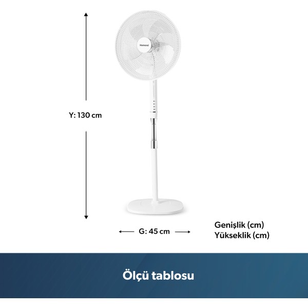 Homend Fanomen 9010H Hız Ve Açı Ayarlı Döner Başlıklı Ayaklı Vantilatör