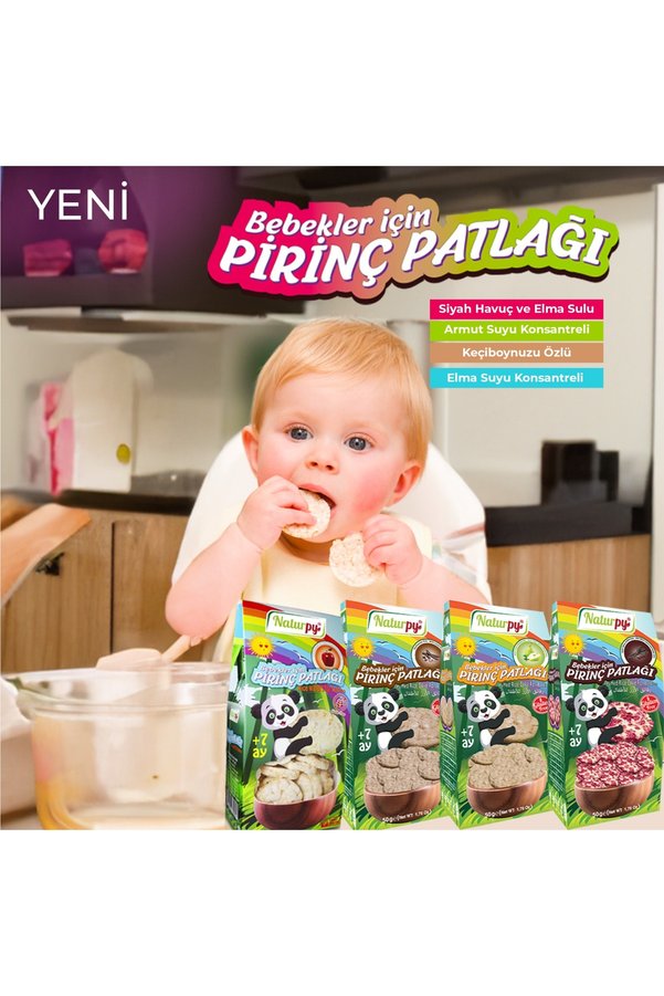 Naturpy Glutensiz Bebekler İçin Pirinç Patlağı 50 G Armut Suyu Konsantreli