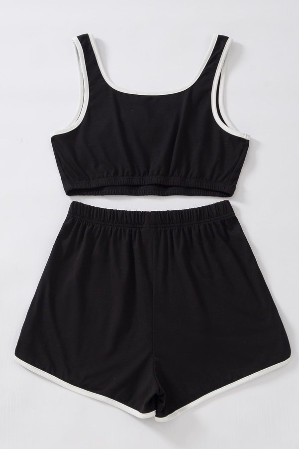 Imoda Kadın Siyah Askılı Crop Top Ve Şortlu Gecelik Takım
