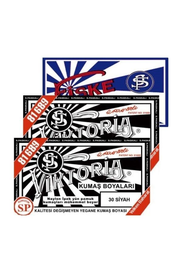Victoria Boya Kumaş Boyası Siyah 2 Paket+Fiske Sabitleme 1Paket