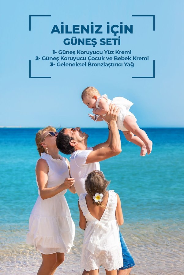 Sun Breeze 3 Lü Aile Güneş Seti 50+Spf Yüz Güneş Kremi , 50+Spf Çoçuk Güneş Kremi 0 Spf Bronzlaştırıcı Yağ