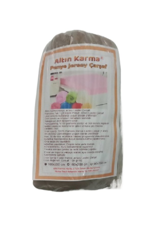 Altın Karma Jersey Penye Pamuklu 100X200 Cm Tek Kişilik Lastikli Çarşaf Açık Kahve