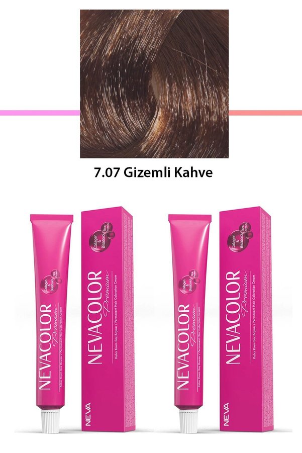 Sepetimpet 2 Li Set Premium 7.07 Gizemli Kahve - Kalıcı Krem Saç Boyası 2 X 50 G Tüp - Lisinya