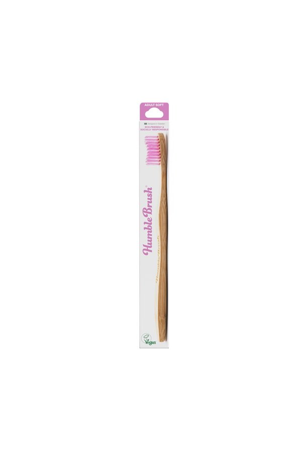 Humble Brush The Humble Co. Bambu Yetişkin Yumuşak Diş Fırçası (Lila) 0.18Mm Yumuşak Fırça Kılları, Nazikçe Derinlemesine Temizlik, Bambu Sap, Vegan