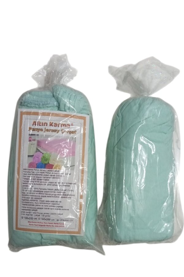 Evony Altın Karma Jersey Penye Pamuklu 100X200 Cm Tek Kişilik Lastikli Çarşaf Açık Yeşil