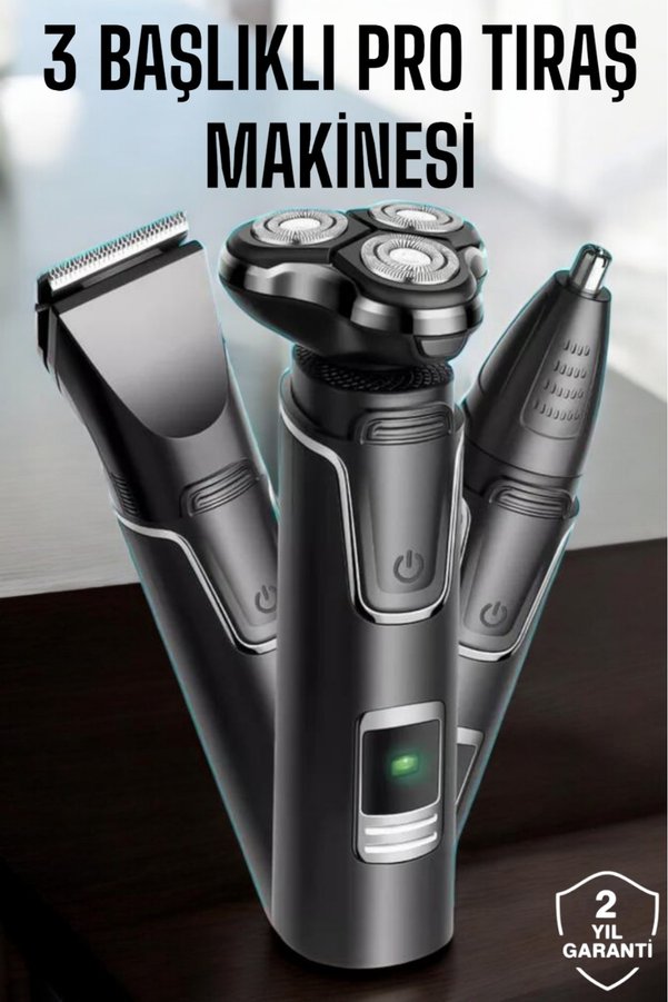 Ucuztekno Yüksek Performanslı 3 Başlıklı Profesyonel Tıraş Makinesi