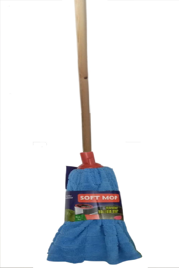 Soft Mop Mikrofiber Havlu Paspas Mop Ucu Ahşap Sapı Takım