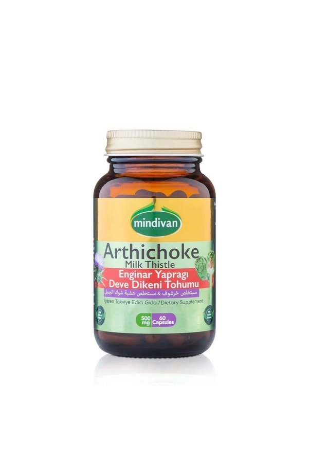 Mindivan Artichoke Leaf Milk Thistle Extract Healthy Liver 500 Mg 60 Capsules