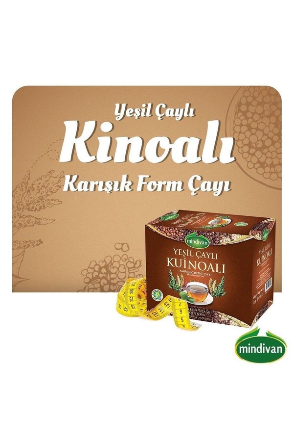 Mindivan Yeşil Çaylı Kinoalı Karışık Form Çayı 1.5 Gr X 30 Süzen Poşet X 12 Adet
