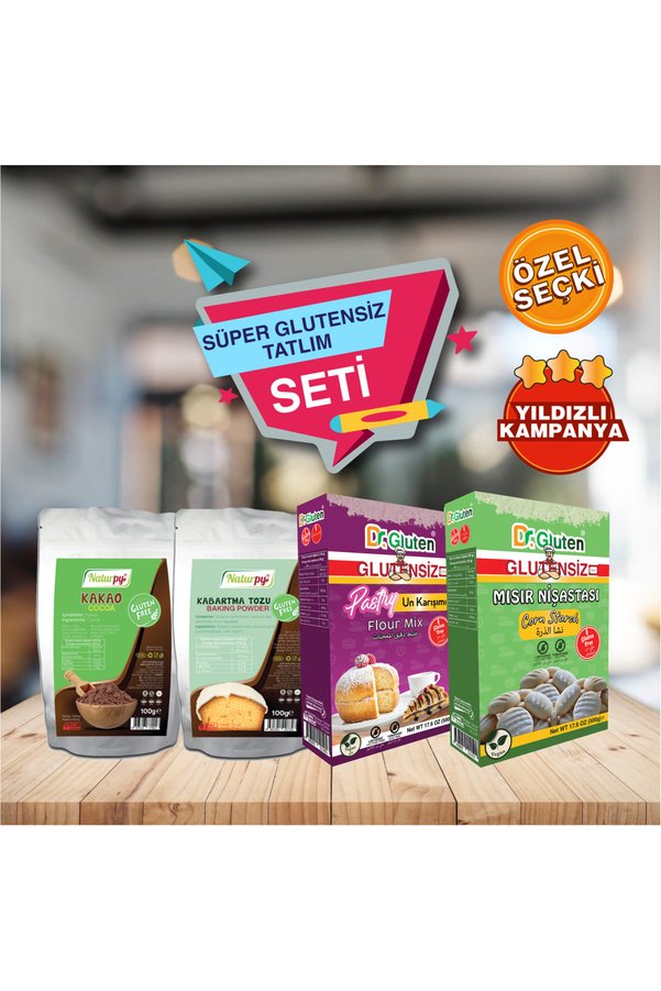 Naturpy Glutensiz Tatlım Seti (Glutensiz Kakao, Kabartma Tozu, Kek Unu, Mısır Nişastası)