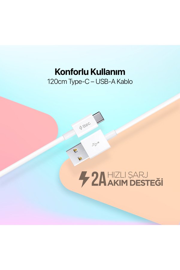 Ttec Type-C Şarj Kablosu Beyaz