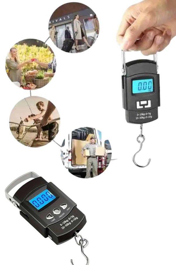 Ucuztekno Profesyonel El Terazisi El Kantarı 50 Kg Dijital Göstergeli Tartı