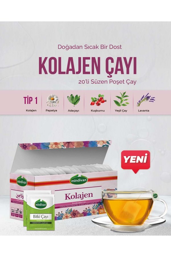 Mindivan Kolajen Çayı 20Li Süzen Poşet Çay Tip 1 Collegen İçerikli