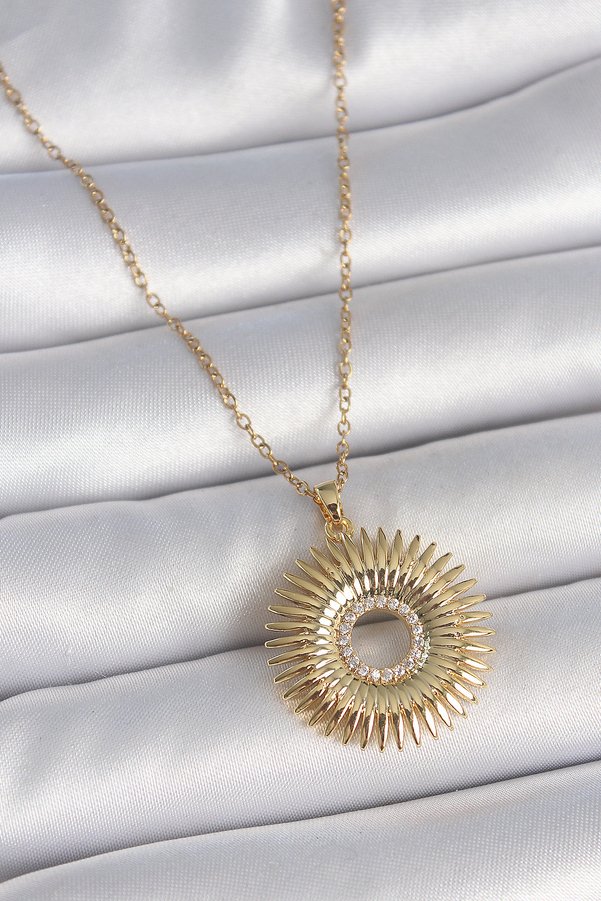 Evimdeyokyok 316L Çelik Gold Renk Zincir Zirkon Taşlı Nova Yıldız Model Kadın Kolye Tj-Bko10047