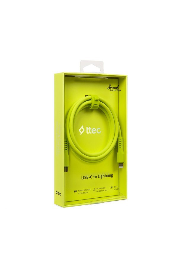 Ttec Usb-C - Lightning Hızlı Şarj Kablosu 120Cm Neon Sarı