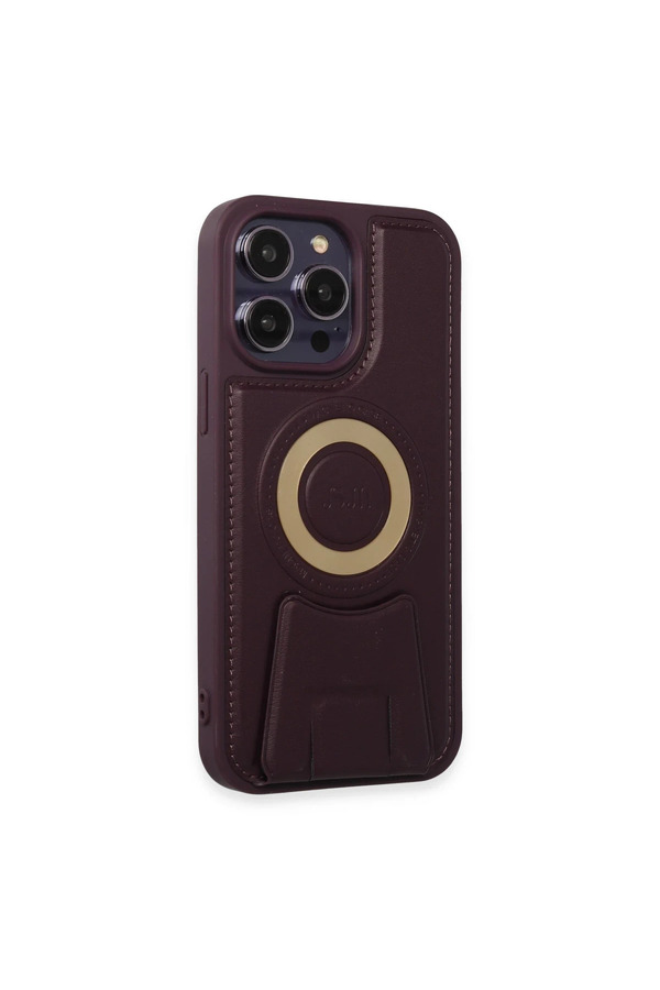 İphone 13 Pro Max Kılıf Merkür Magneti̇csafe Standlı Kapak - Deri̇n Mor - Dropx9451-5679