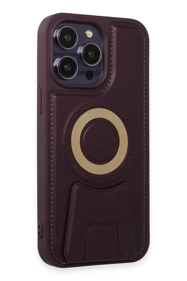 İphone 13 Pro Max Kılıf Merkür Magneti̇csafe Standlı Kapak - Deri̇n Mor - Dropx9451-5679