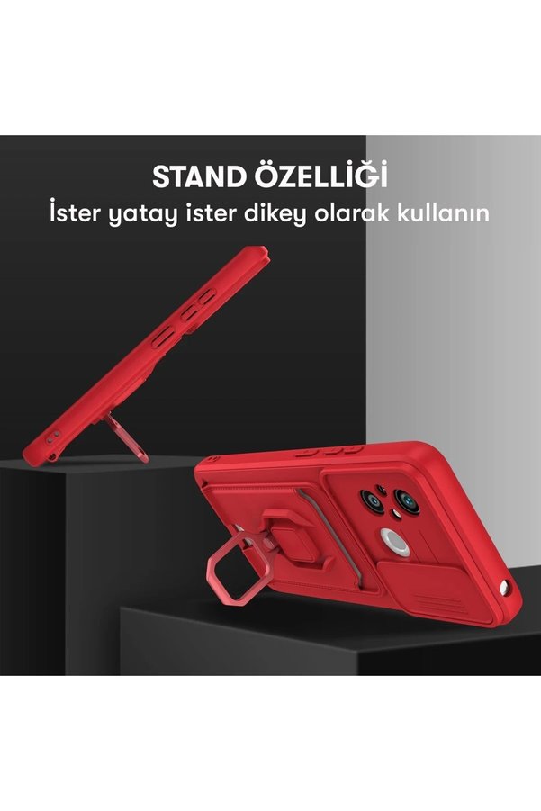 Xi̇aomi̇ Redmi̇ 12C Kılıf Zuma Kartvi̇zi̇tli̇ Yüzüklü Si̇li̇kon - Laci̇vert - Dropx5701-9634