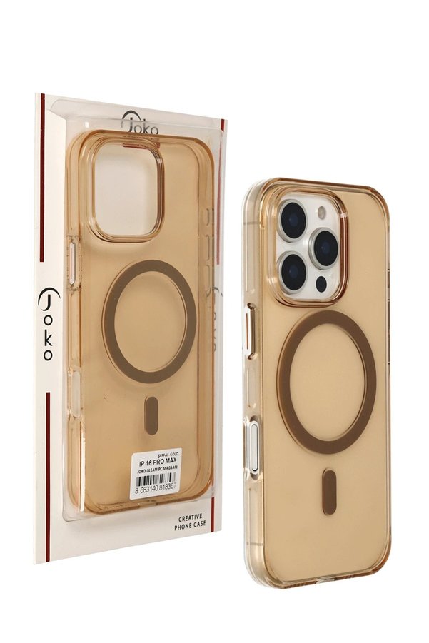 İphone 16 Pro Max Gleam Pc Sert Magsafe Kılıf - Şeffaf-Gold - Dropx5968-9695