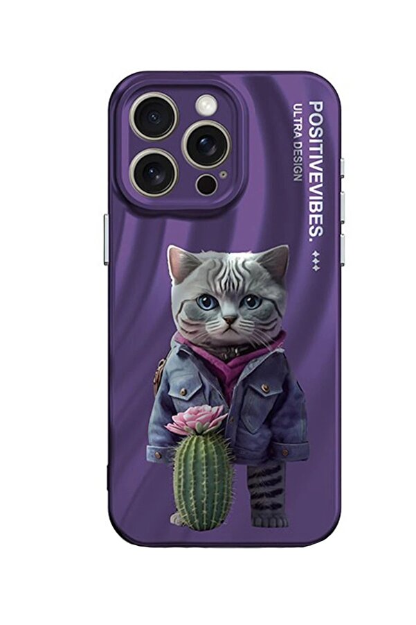 CepteToptan iPhone 13 Pro Kılıf Crew Desenli Kapak - Kedi - DROPX4106-2231