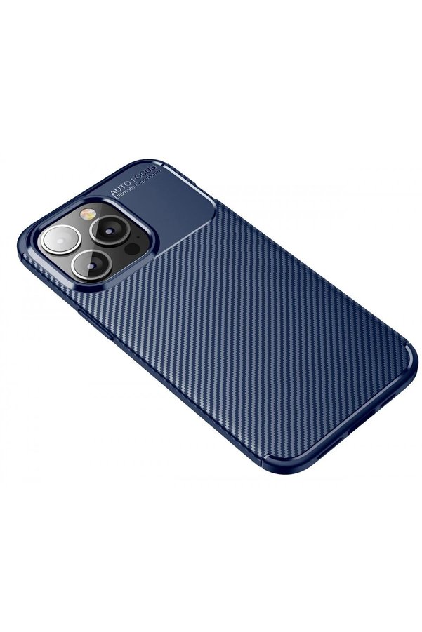 İphone 13 Pro Max Kılıf Auto Focus Karbon Kapak - Laci̇vert - Dropx8026-4380