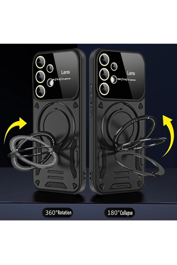 Samsung Galaxy S25 Ultra Kılıf Joy Lens Standlı Kapak - Laci̇vert - Dropx9561-8634