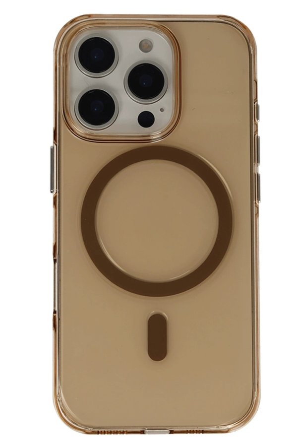 İphone 16 Pro Max Gleam Pc Sert Magsafe Kılıf - Şeffaf-Gold - Dropx5968-9695
