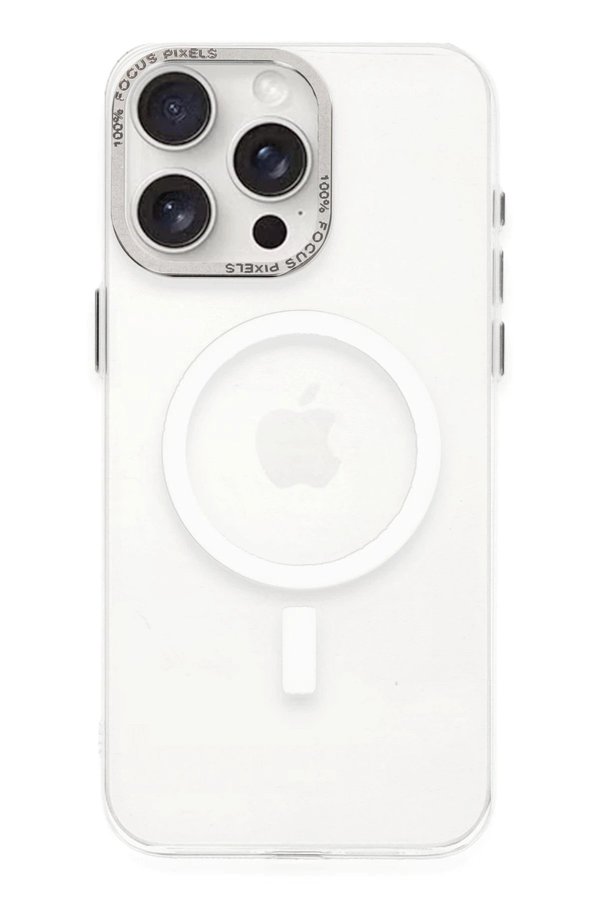 CepteToptan iPhone 15 Pro Kılıf Anka PC Magneticsafe Sert Metal Kapak - Şeffaf - DROPX1707-3058