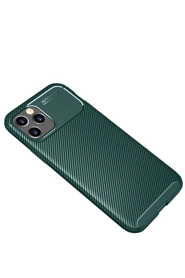 İphone 12 Pro Max Kılıf Auto Focus Karbon Kapak - Yeşi̇l - Dropx2998-4901