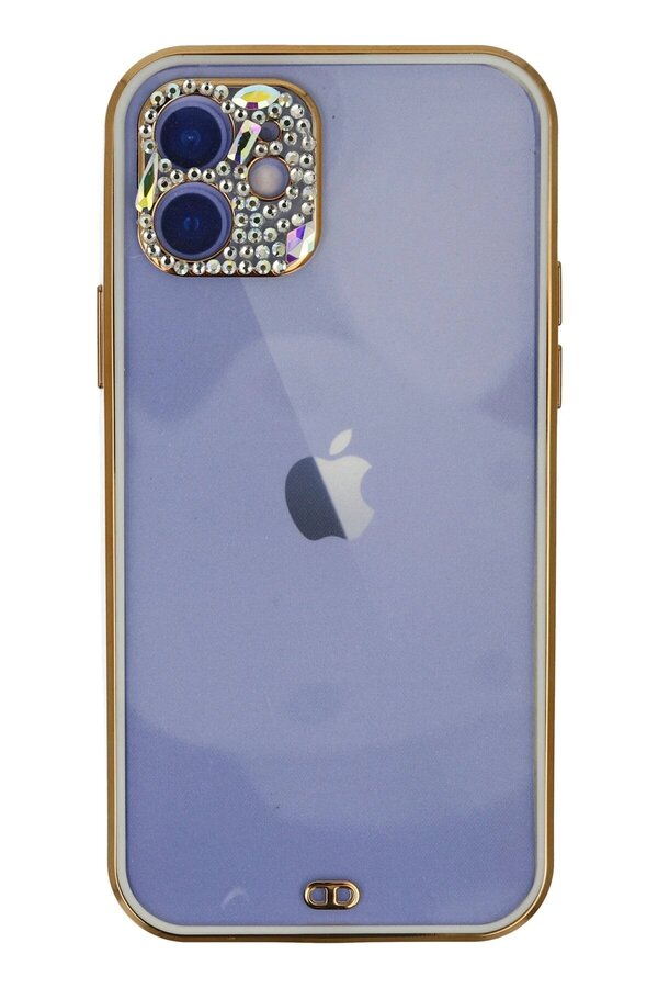 CepteToptan iPhone 12 Kılıf Liva Taşlı Silikon - Beyaz - DROPX7810-7903