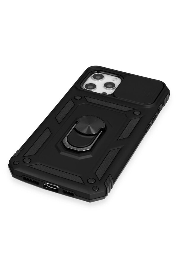 İphone 12 Pro Max Kılıf Pars Lens Yüzüklü Si̇li̇kon - Si̇yah - Dropx2975-2846