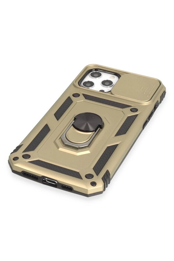 İphone 12 Pro Max Kılıf Pars Lens Yüzüklü Si̇li̇kon - Gold - Dropx9931-1626