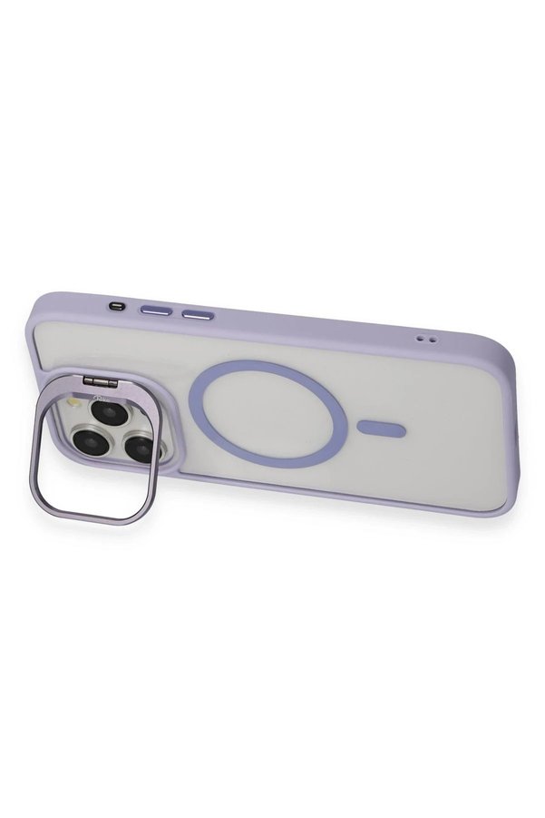 İphone 15 Pro Max Kılıf Roblox Lens Magsafe Standlı Kapak - Deri̇n Mor - Dropx9454-1112