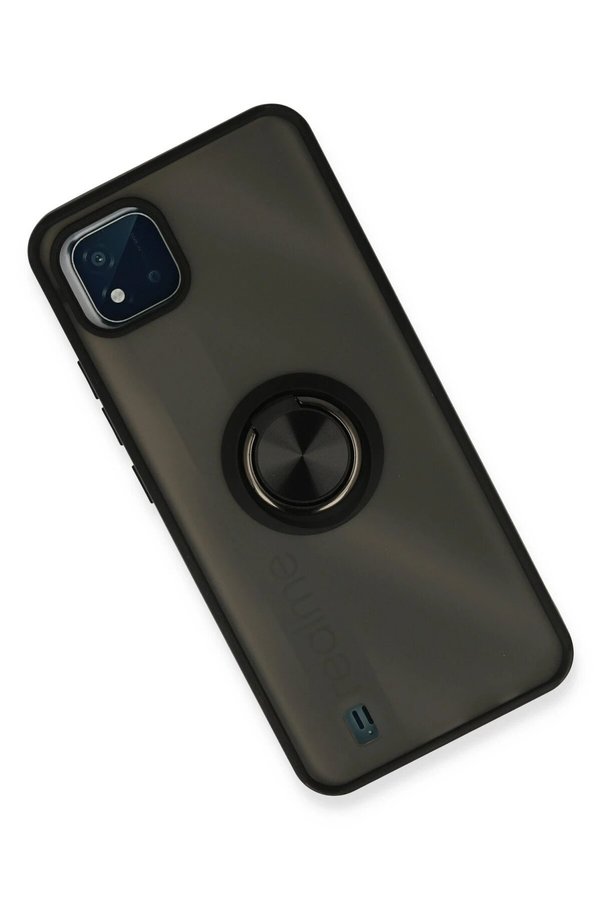 Realme C11 2021 Kılıf Montreal Yüzüklü Si̇li̇kon Kapak - Si̇yah - Dropx9428-4660