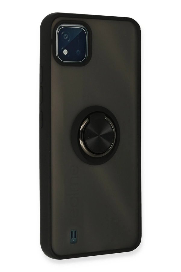Realme C11 2021 Kılıf Montreal Yüzüklü Si̇li̇kon Kapak - Si̇yah - Dropx9428-4660