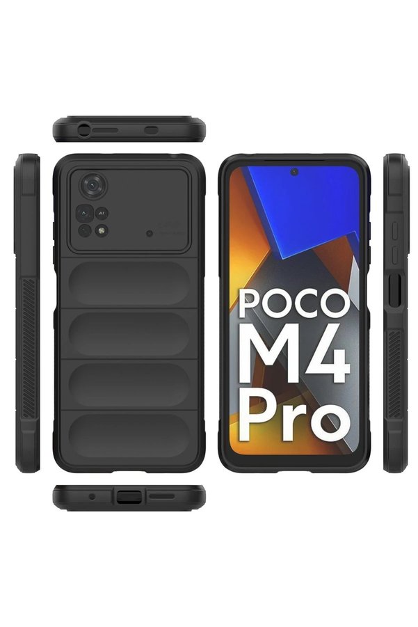 Xi̇aomi̇ Poco M4 Pro 4G Kılıf Opti̇mum Si̇li̇kon - Si̇yah - Dropx4414-2048