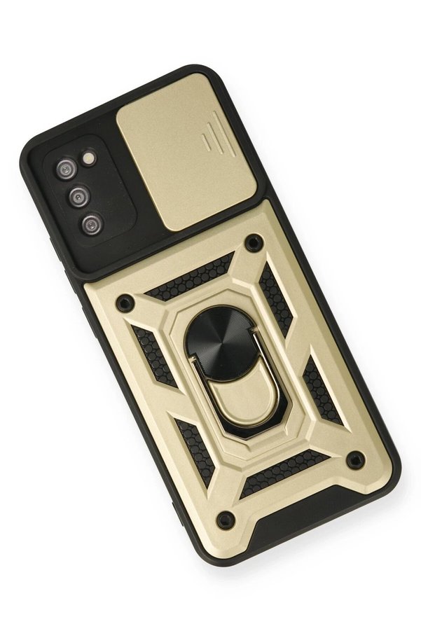 Samsung Galaxy A03S Kılıf Pars Lens Yüzüklü Si̇li̇kon - Gold - Dropx5612-2167