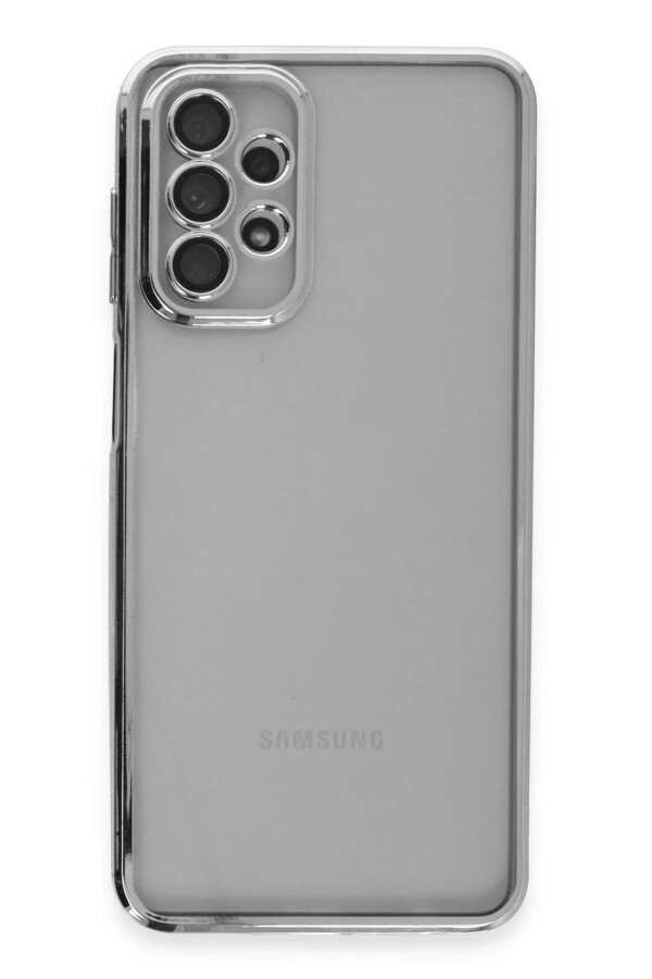 Samsung Galaxy A23 4G Kılıf Lensli̇ Si̇li̇kon - Gümüş - Dropx4828-5263