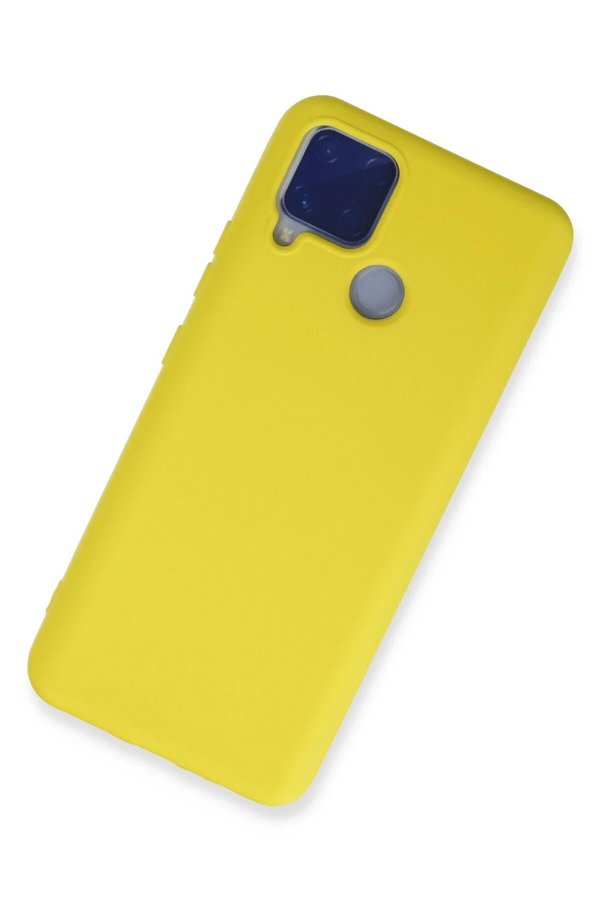 Realme C15 Kılıf Nano İçi̇ Kadi̇fe Si̇li̇kon - Sarı - Dropx7702-5921