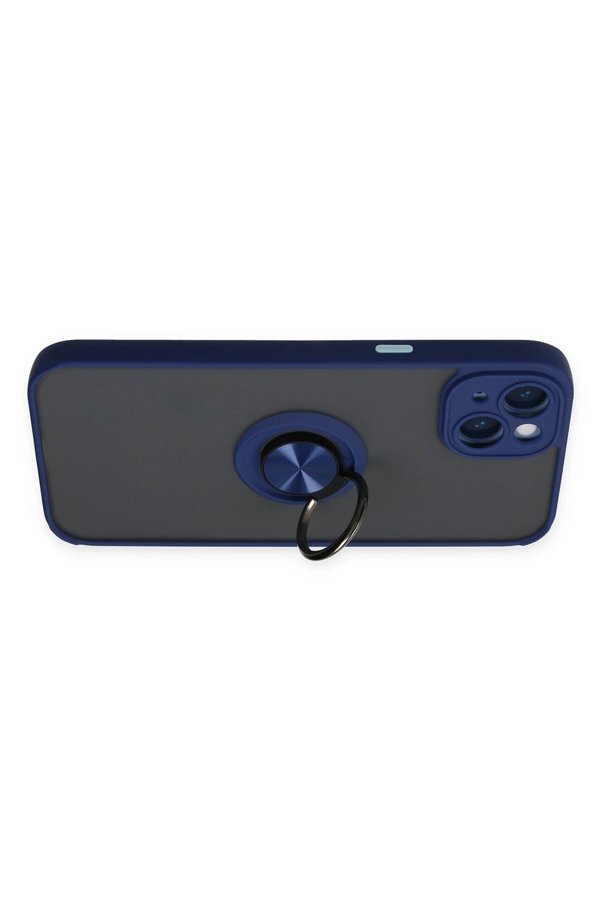 İphone 14 Kılıf Montreal Yüzüklü Si̇li̇kon Kapak - Laci̇vert - Dropx9593-8991