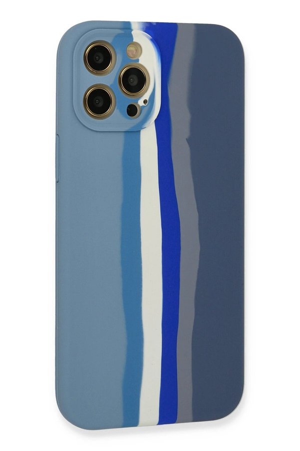 İphone 12 Pro Kılıf Ebruli̇ Lansman Si̇li̇kon - Mavi̇-Gri̇ - Dropx2516-6038