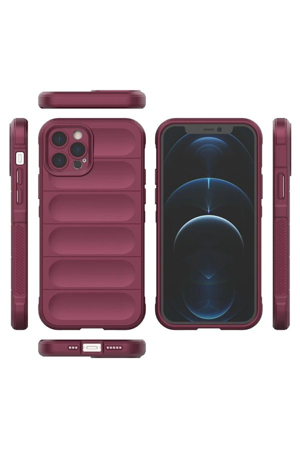 İphone 12 Pro Kılıf Opti̇mum Si̇li̇kon - Bordo - Dropx1424-7889