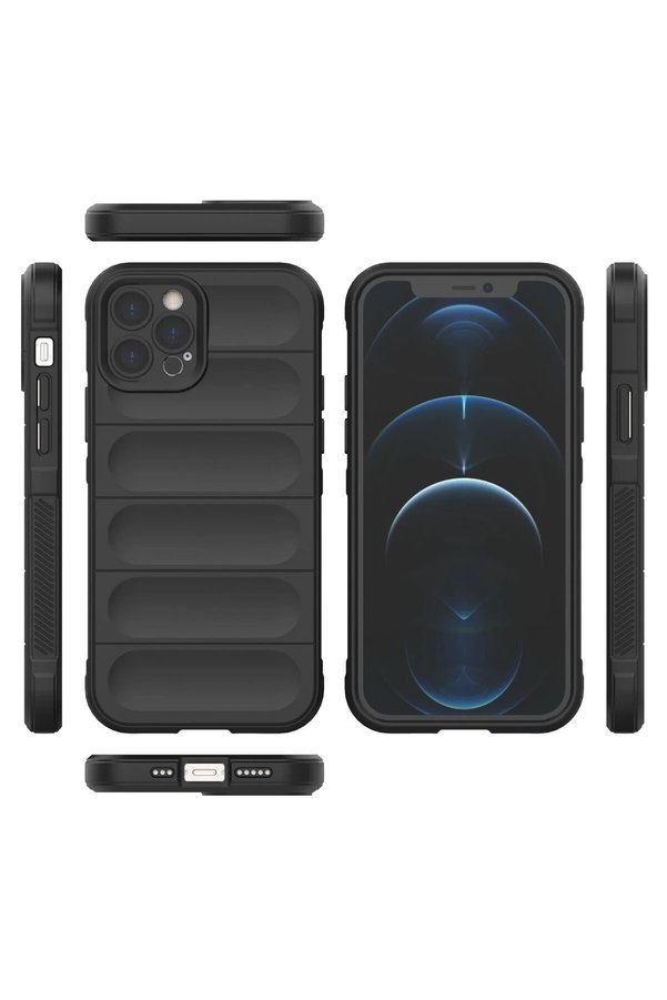 İphone 12 Pro Kılıf Opti̇mum Si̇li̇kon - Si̇yah - Dropx9712-8323