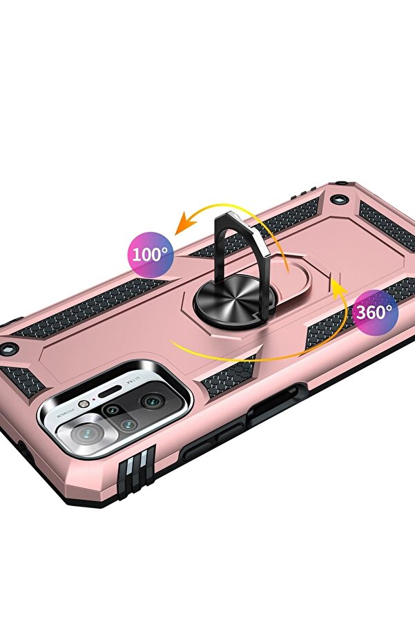 Xi̇aomi̇ Redmi̇ Note 10 Pro Kılıf Sofya Yüzüklü Si̇li̇kon Kapak - Rose - Dropx9902-1032